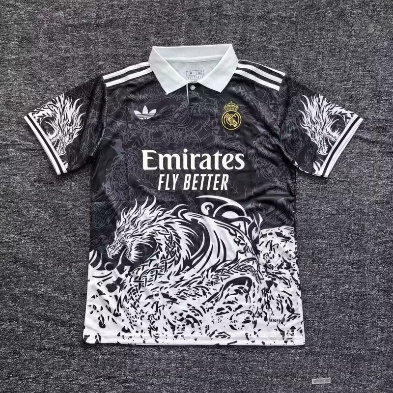Maillot Real Madrid dragon noir et blanc 2025 2026