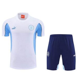 Maillot Training Manchester City+Short 2025 2026 -Blanc Bleu