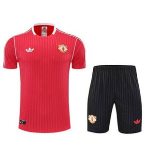 Maillot Training Manchester United+Short 2025 2026 -Rouge Noir