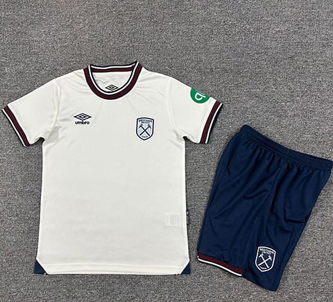 Maillot West Ham United Extérieur 2025 2026 Enfant -Blanc Bleu Maillot West Ham United Extérieur 2025 2026 Enfant -Blanc Bleu