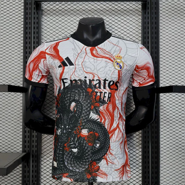 Real Madrid Maillot Version Match Dragon noir et rouge 2025-2026