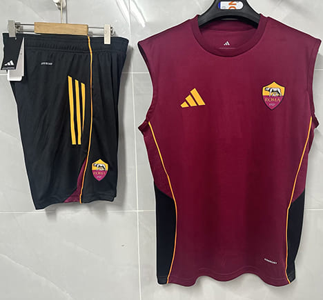 Debardeur AS Roma+Short 2025 2026 -Rouge Noir Debardeur AS Roma+Short 2025 2026 -Rouge Noir