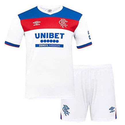 Maillot Glasgow Rangers Extérieur 2025 2026 Enfant -Blanc Rouge Bleu