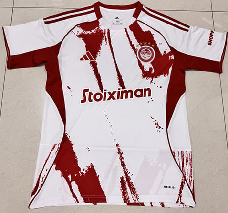 Maillot Olympiacos Piraeus Extérieur 2025 2026 -Blanc Rouge