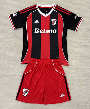 Maillot River Plate Extérieur 2025 2026 Enfant -Rouge Noir
