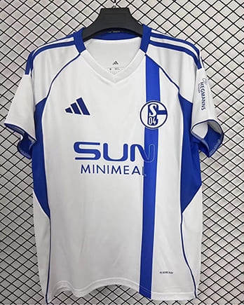 Maillot Schalke 04 Extérieur 2025 2026 -Blanc Bleu