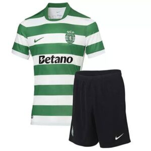 Maillot Sporting Lisbon Domicile 2025 2026 Enfant -Blanc Vert Noir