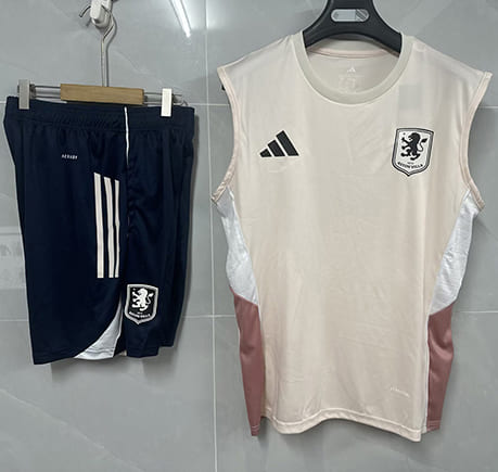 Debardeur Aston Villa Short 2025 2026 -Beige Noir Debardeur Aston Villa Short 2025 2026 -Beige Noir