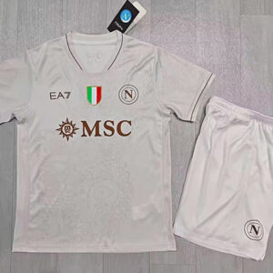 Maillot Naples Extérieur 2025 2026 Enfant -Blanc Brun