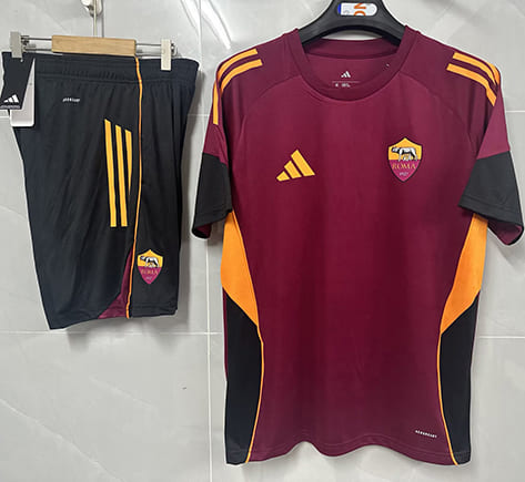 Maillot Training AS Rome+Short 2025 2026 -Rouge Noir