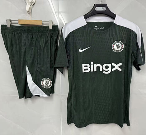 Maillot Training Chelsea+Short 2025 2026 -Vert Blanc Maillot Training Chelsea+Short 2025 2026 - Vert Blanc