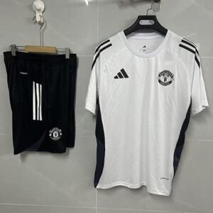 Maillot Training Manchester United+Short 2025 2026 -Blanc Noir