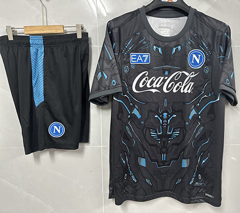 Maillot Training Naples+Short 2025 2026 -Gris Noir Maillot Training Naples+Short 2025 2026 -Gris Noir