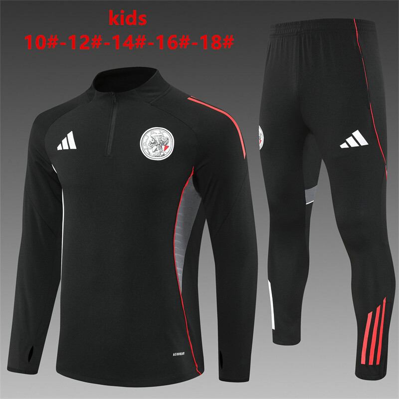 Survetement Ajax Enfant 2025 2026 demi-zip Noir
