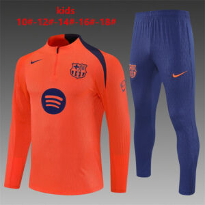 Survetement Barcelone Enfant 2025 2026 Orange Bleu