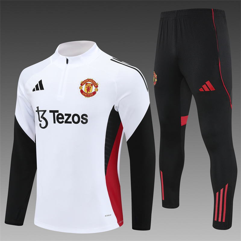 Manchester United Trainingsanzug 2025/2026 – Weiß, Schwarz, Rot Survetement Manchester United 2025 2026 Blanc Noir Rouge
