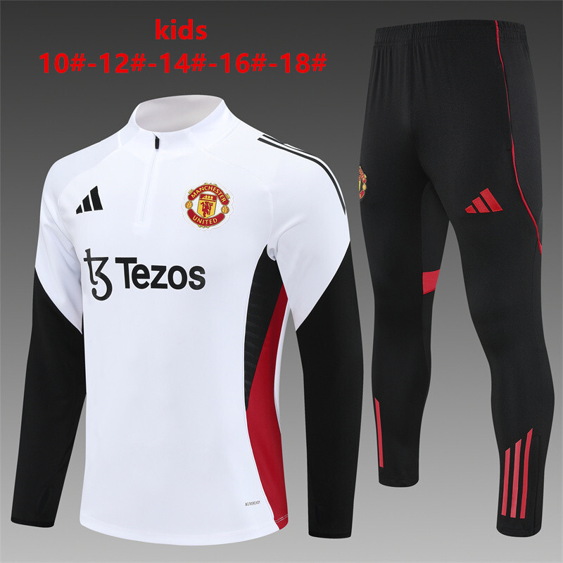 Survetement Manchester United Enfant 2025 2026 Blanc Noir Rouge Survetement Manchester United Enfant 2025 2026 Blanc Noir Rouge