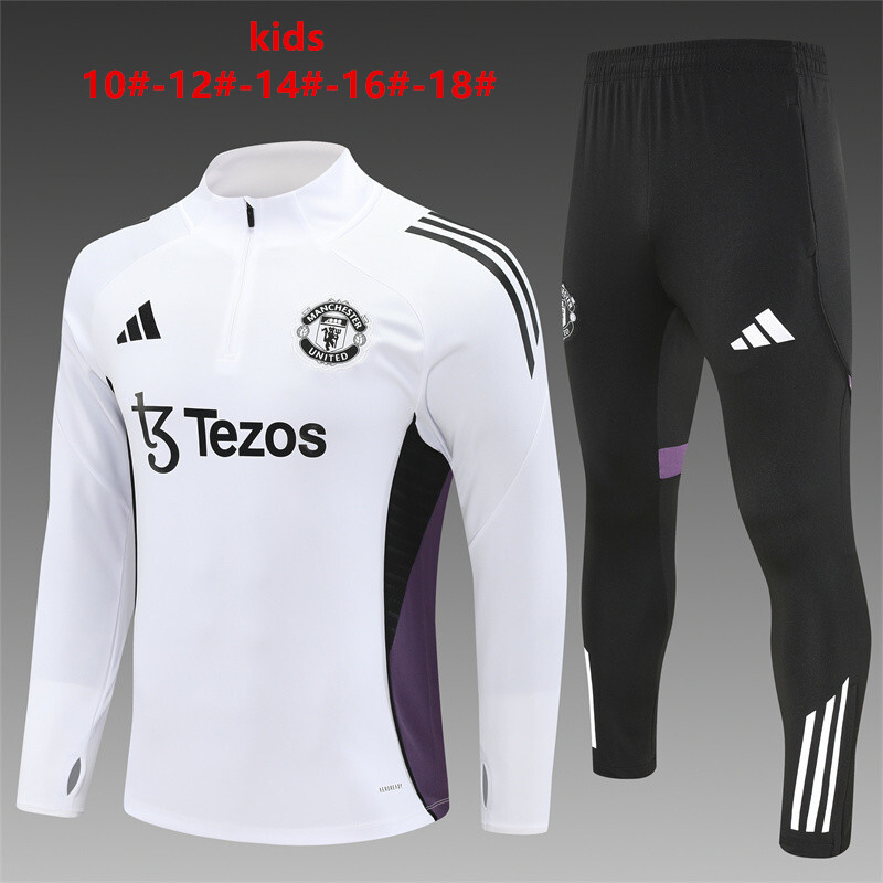Survetement Manchester United Enfant 2025 2026 Blanc Noir
