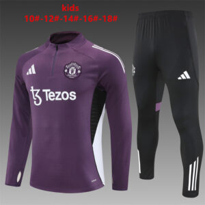 Survetement Manchester United Enfant 2025 2026 Violet Noir