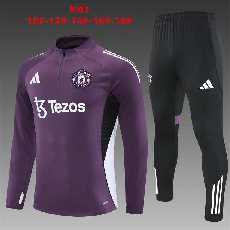 Survetement Manchester United Enfant 2025 2026 Violet Noir
