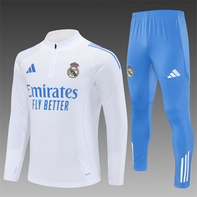Survetement Real Madrid 2025 2026 Blanc bleu Survetement Real Madrid 2025 2026 Blanc bleu