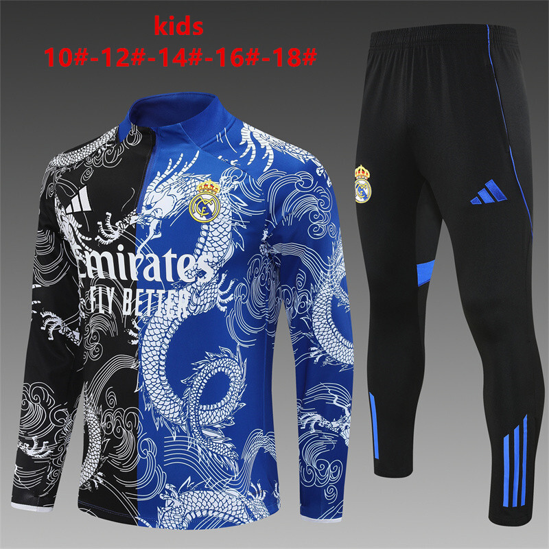 Survetement Real Madrid Enfant 2025 2026 Noir Bleu