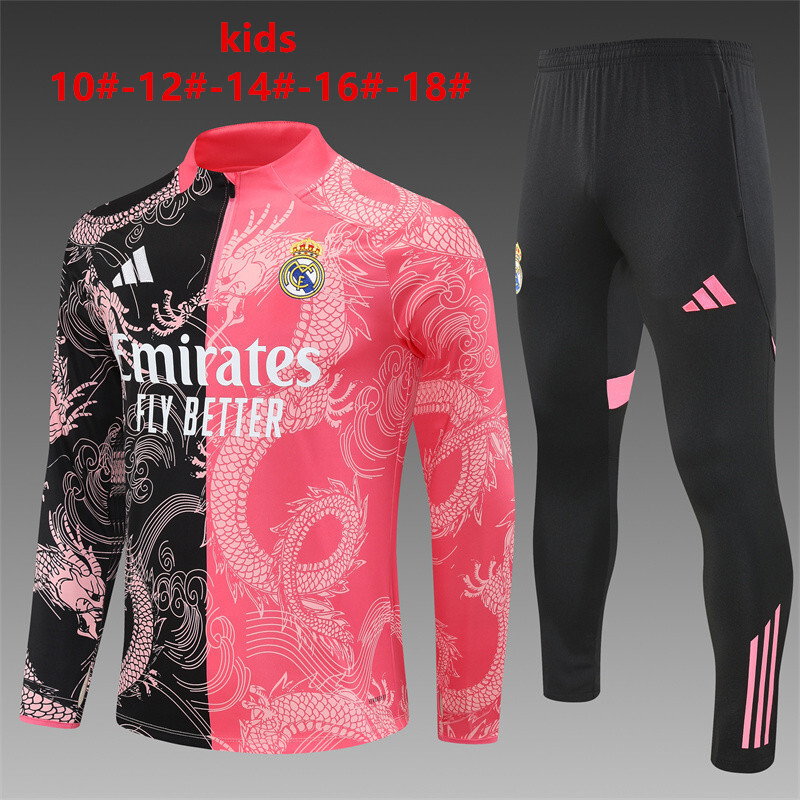 Survetement Real Madrid Enfant 2025 2026 Noir Rose