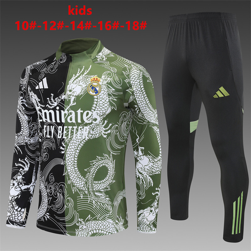 Survetement Real Madrid Enfant 2025 2026 Noir Vert