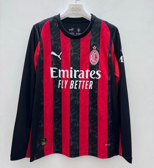 Maillot AC Milan 2025 2026 domicile Manches longues Maillot AC Milan 2025 2026 Domicile Manches Longues