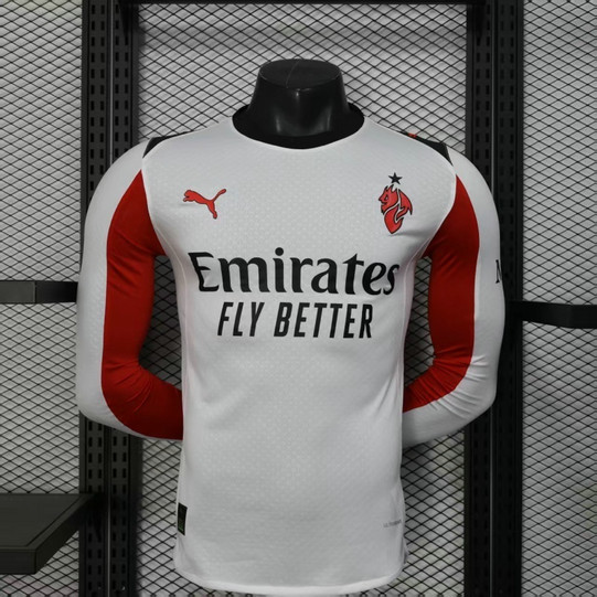 Maillot Match AC Milan 2025 2026 Manches Longues - Blanc