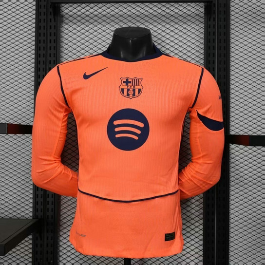 Maillot Match Barcelone 2025 2026 Third Manches longues - Orange