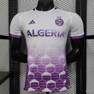 Maillot Algérie 2025 (version joueur) blanc et violet à motif nid d'abeille