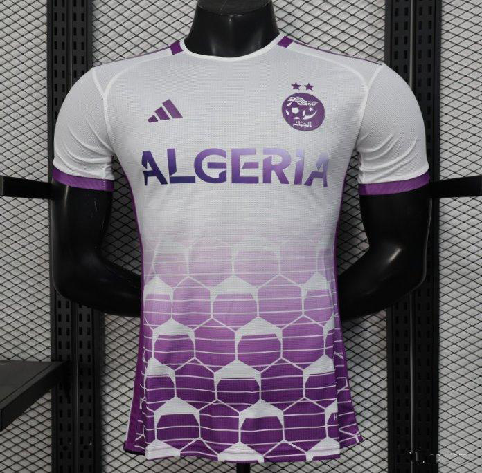 Maillot Algérie 2025 (version joueur) blanc et violet à motif nid d'abeille