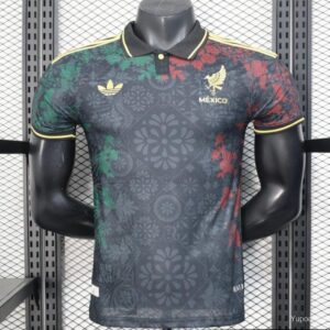 Maillot à motif floral noir, version joueur mexicain 2025