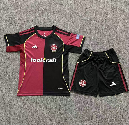 Maillot 1. FC Nürnberg Enfant 2025 2026 Domicile - Noir Rouge