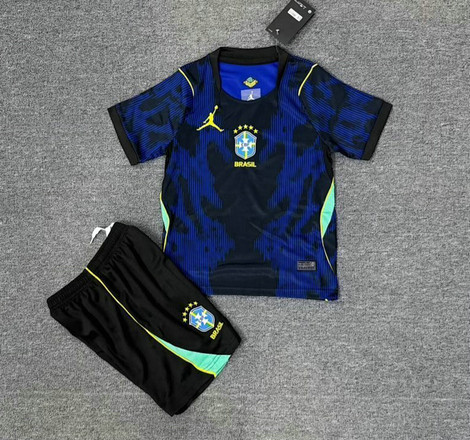 Maillot Brésil Enfant Coupe du monde 2026 Exterieur - Noir Bleu