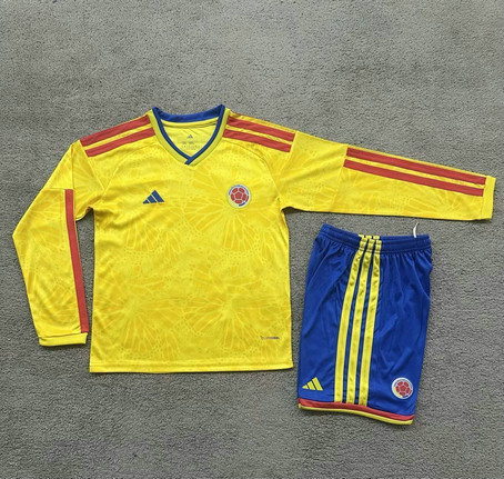Maillot Colombie Enfant Coupe du monde 2026 Domicile Manches Longues - Jaune