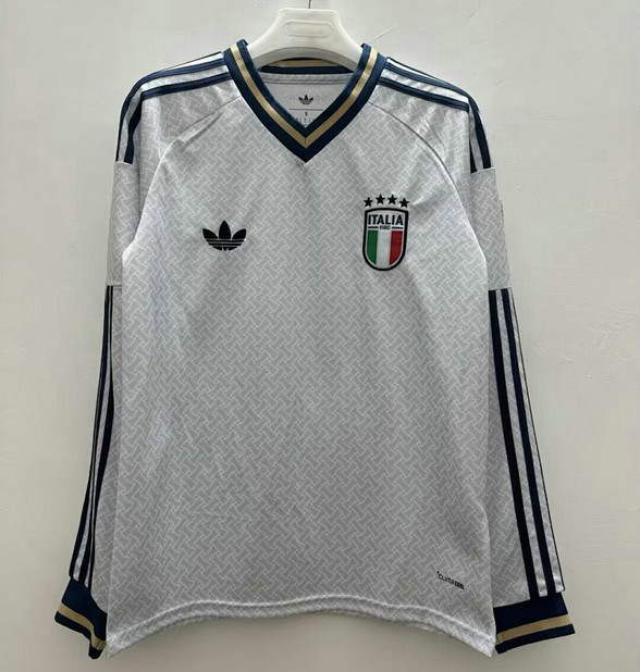 Maillot Italie 2026 2027 Exterieur Manches Longues - Blanc