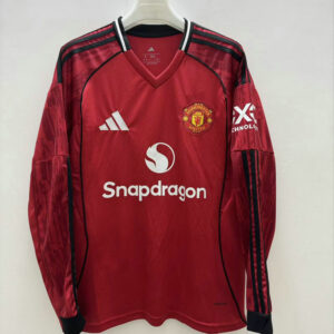 Maillot Manchester United 2025 2026 Domicile Manches Longues - Rouge