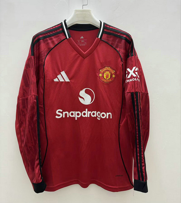 Maillot Manchester United 2025 2026 Domicile Manches Longues - Rouge