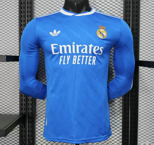 Maillot Match Real Madrid 2025 2026 Third Manches Longues - Bleu