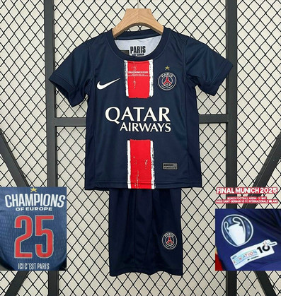 Maillot PSG Enfant 2024 2025 avec une étoile champions Maillot PSG Enfant 2024 2025 Avec une étoile Champions