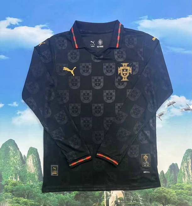 Maillot Portugal Coupe du Monde 2026 Exterieur Manches Longues - Noir