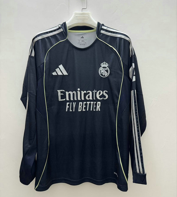 Maillot Real Madrid 2025 2026 Exterieur Manches Longues - Noir