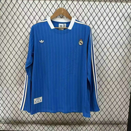 Maillot Real Madrid 2025 2026 Rétro Manches Longues - Bleu