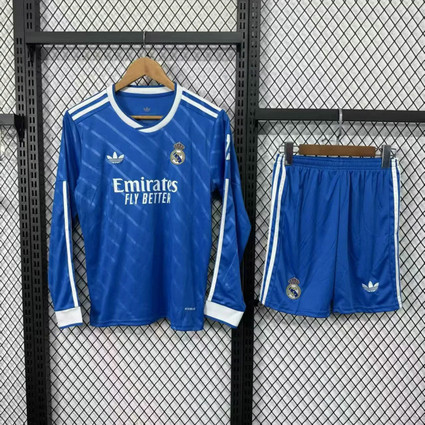 Maillot Real Madrid Enfant 2025 2026 Third Manches Longues - Bleu
