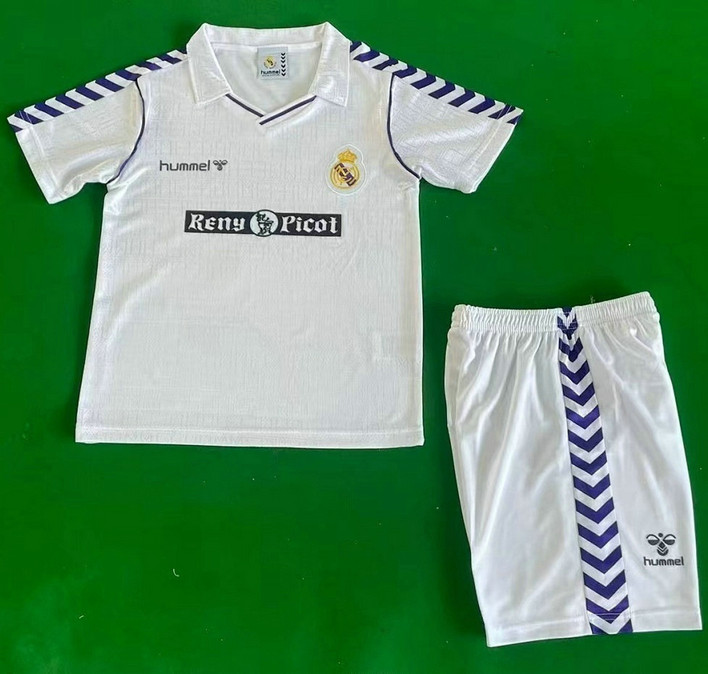 Maillot Real Madrid Enfant Vintage 1989 1990 Domicile - Blanc Maillot Real Madrid Enfant Vintage 1989 1990 Domicile - Blanc