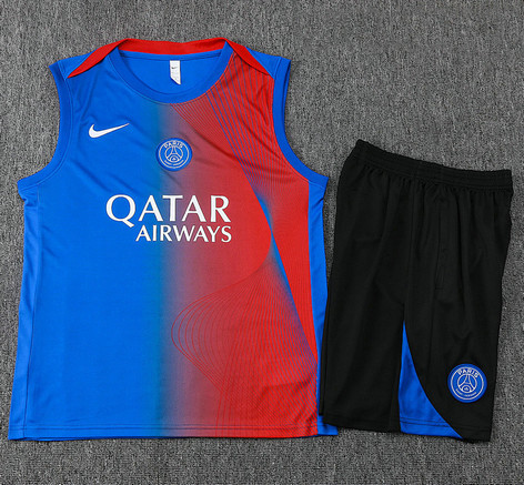 Ensemble PSG 2025 2026 Sans Manches - Bleu Rouge