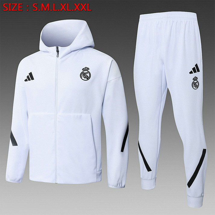 Ensemble Sweat capuche Real Madrid 2025 2026 Blanc Ensemble Sweat Capuche Real Madrid 2025 2026 - Blanc