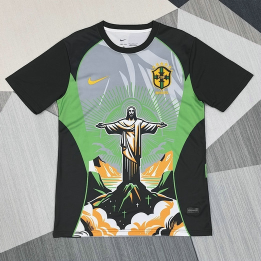 Maillot Brésil 2025 2026 Concept Jésus - Noir Vert